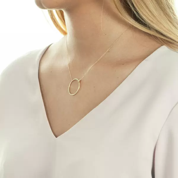 Leaf Jewelry Halskette Circle Groß mit Diamanten, 18 K Gelbgold Nur für heute