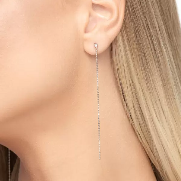 Leaf Jewelry Ohrstecker "my first diamond", ball chain, 14 K Weißgold Discount Store für neue Produkte
