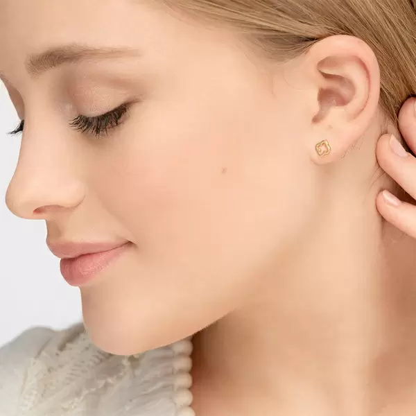 Leaf Jewelry Ohrstecker Clover, 14 K Gelbgold Clearance-Verkauf