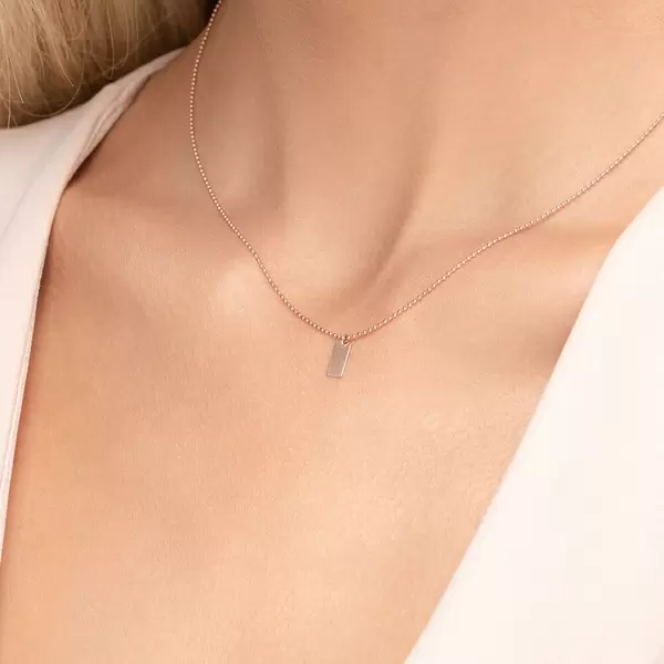 Leaf Jewelry Halskette Tiny Dog Tag, 14 K Rosegold Begrenzt auf 3 Tage