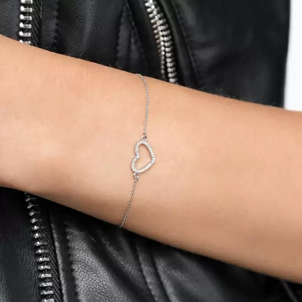 Leaf Jewelry Armkette Heart mit Diamanten, 18 K Weißgold Black Friday Preise