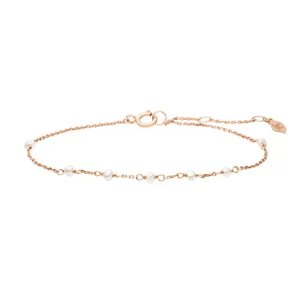 Leaf Jewelry Armkette White Pearls, 14 K Rosegold zollfrei