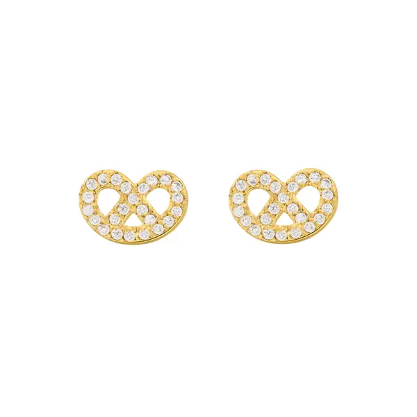 Leaf Jewelry Ohrstecker Brezn mit Zirkonia, 18 K Gelbgold vergoldet Rabatte dieses Monats