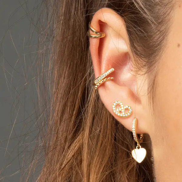 Leaf Jewelry Ohrstecker Brezn mit Zirkonia, 18 K Gelbgold vergoldet Rabatte dieses Monats