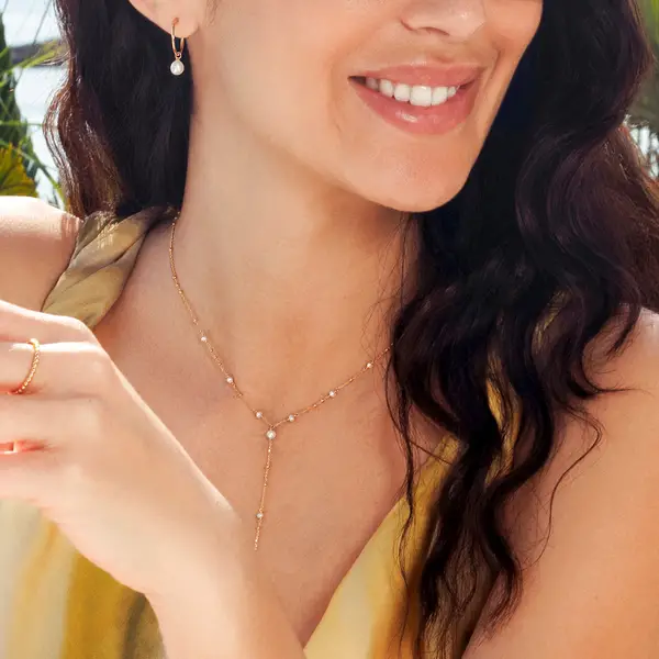 Leaf Jewelry Y-Halskette Flying Pearls, 18 K Gelbgold vergoldet Meist gekauft