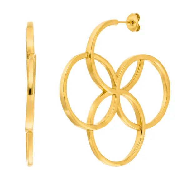 Leaf Jewelry Creolen Clover Charm, groß, 18 K Gelbgold vergoldet Kostenloser Versand