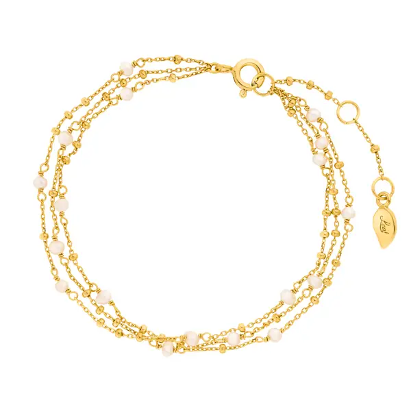 Leaf Jewelry Armkette Flying Pearls, 3-reihig, 18 K Gelbgold vergoldet