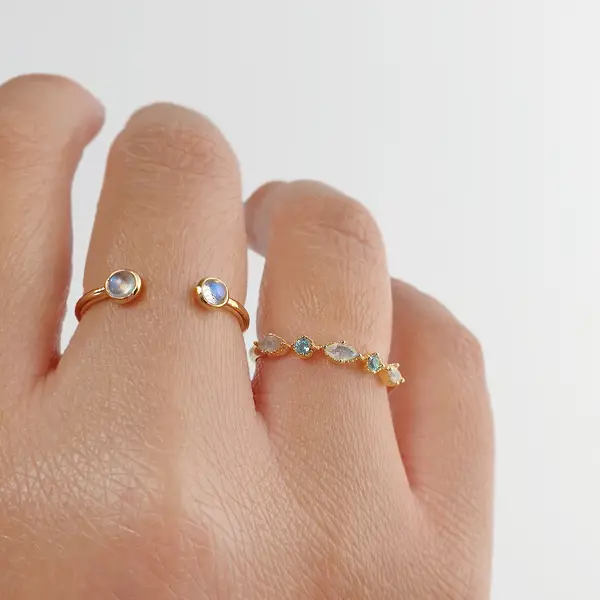 Leaf Jewelry Silber Ring, Oval Gems, Rosenquarz, Gelbgold Fabrikpreis
