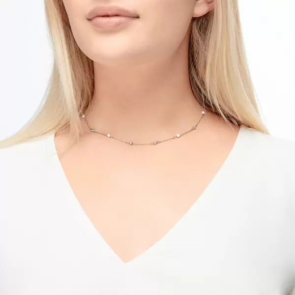 Leaf Jewelry Halskette Pure mit Süßwasserzuchtperlen, 18 K Gelbgold vergoldet Versandkostenfrei