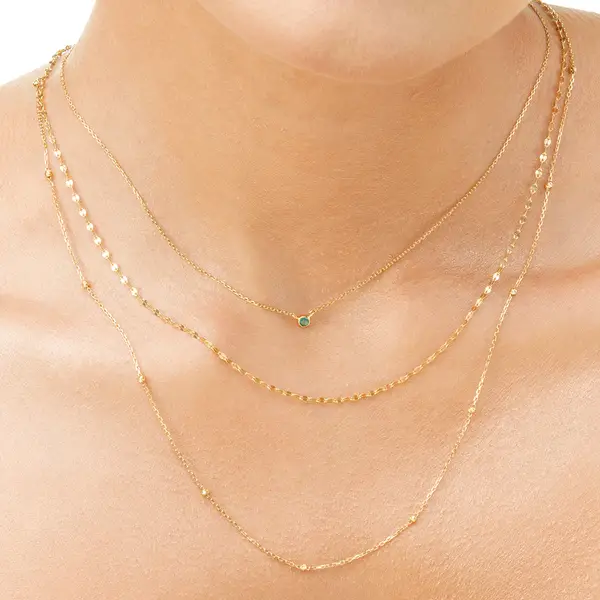 Leaf Jewelry Halskette Smaragd, 14K Weißgold Saisonschlussverkauf