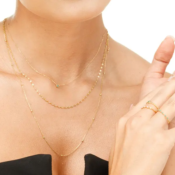Leaf Jewelry Halskette Smaragd, 14K Weißgold Saisonschlussverkauf