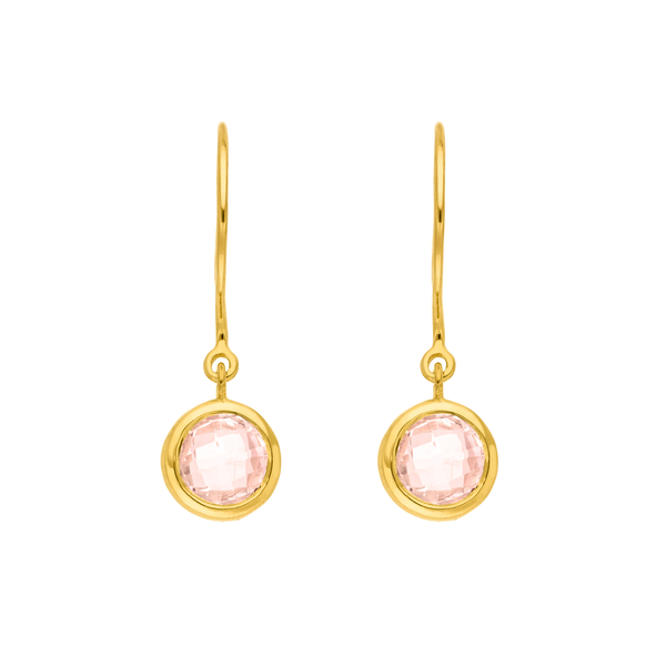 Leaf Jewelry Ohrhänger Solitär, Rosenquarz, 18 K Gelbgold vergoldet Cyber Monday
