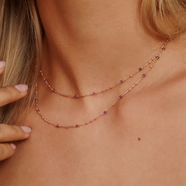 Leaf Jewelry Halskette Flying Gems, Amethyst, 90cm, 925 Sterlingsilber Weihnachtsangebot