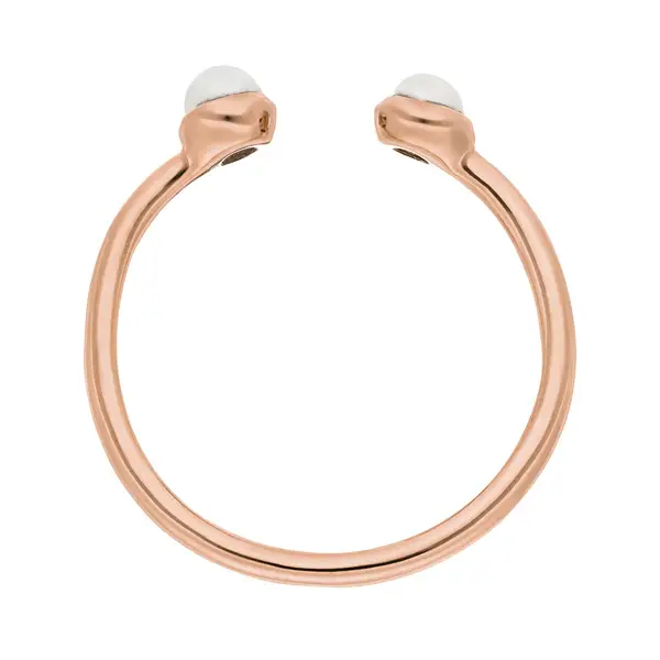 Leaf Jewelry Silber Open Ring, Perle, Rosegold Muttertagsangebot