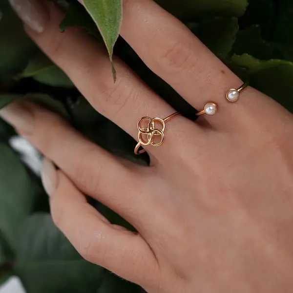 Leaf Jewelry Ring Clover Charm, 925 Sterlingsilber Heißer Verkauf