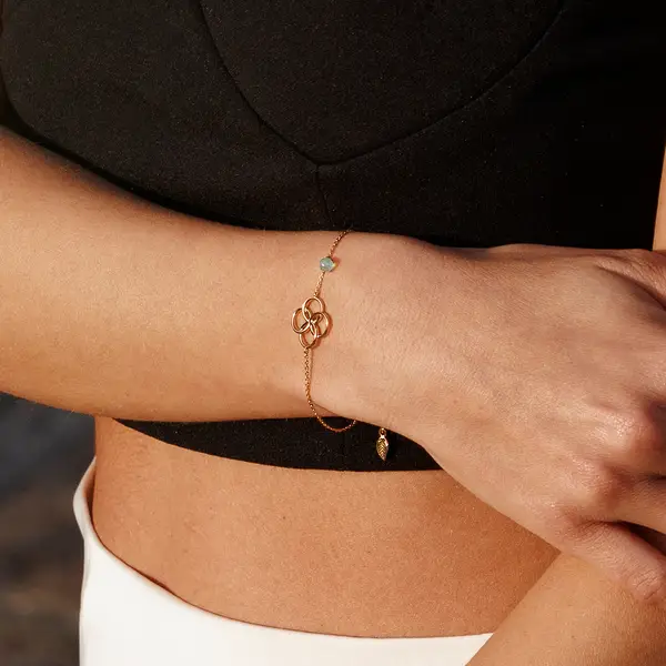 Leaf Jewelry Armkette Clover Charm, Aqua Chalzedon, 925 Sterlingsilber Online Outlet