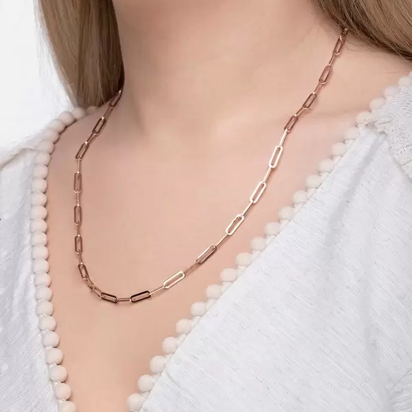 Leaf Jewelry Y-Halskette Square, 52cm, 18 K Rosegold vergoldet Räumungsverkauf