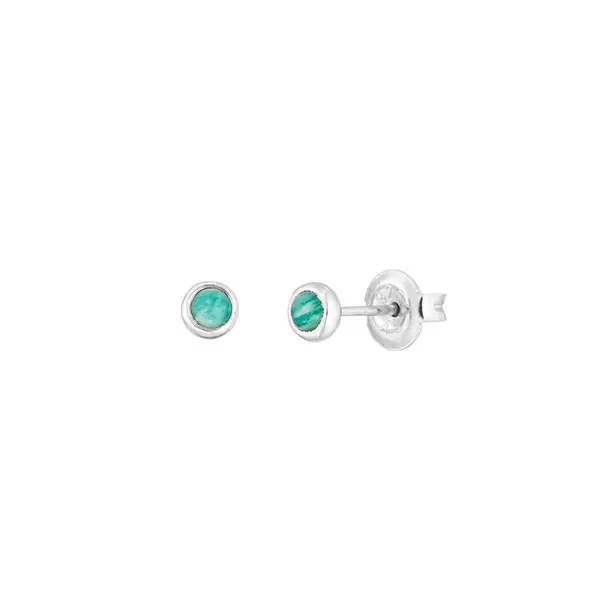 Leaf Jewelry Ohrstecker Pure Amazonit, 3mm, 925 Sterlingsilber Kauf eins, bekomm eins gratis