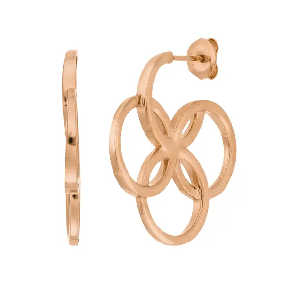 Leaf Jewelry Creolen Clover Charm, klein, 18 K Rosegold vergoldet Tägliche Deals