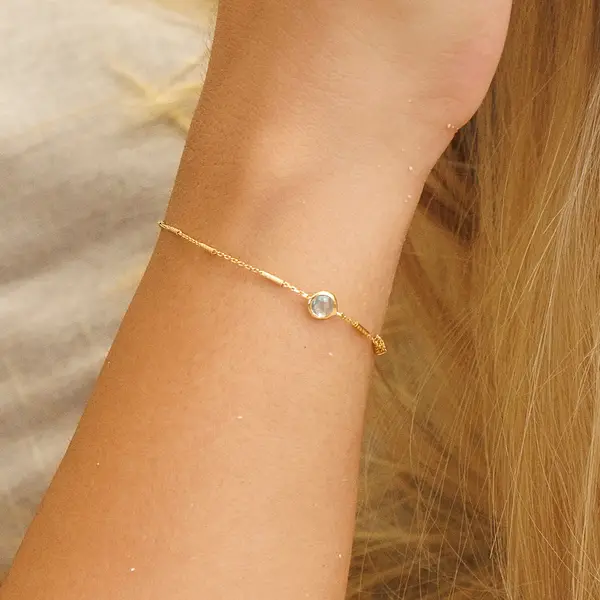 Leaf Jewelry Armkette Solitär, Rosenquarz, 18 K Rosegold vergoldet Tiefpreis
