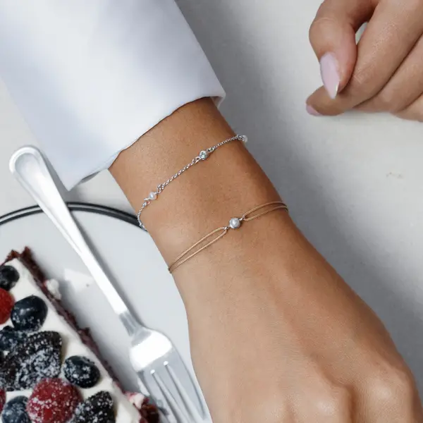 Leaf Jewelry Armkette Pure mit Süßwasserzuchtperlen, 925 Sterlingsilber Letzter Tag
