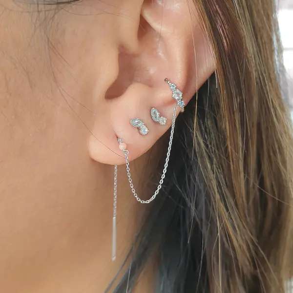 Leaf Jewelry Earcandy, Mondstein/Blauer Topaz, 925 Sterlingsilber Zeitbegrenzte Promotion