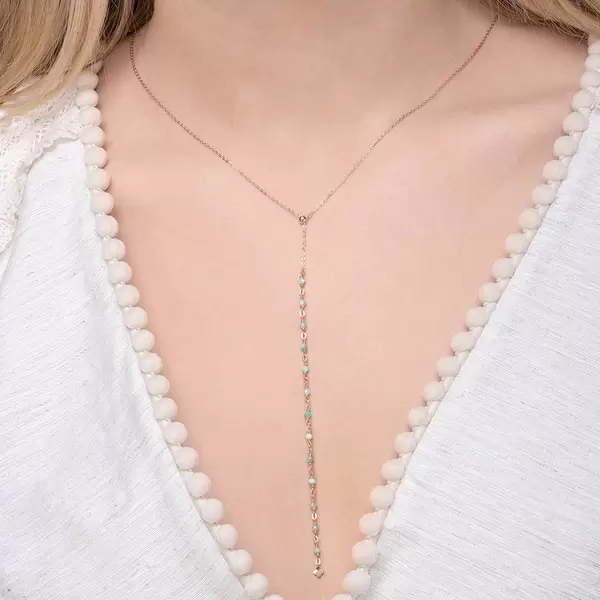 Leaf Jewelry Y-Halskette Rainbow, Amazonit, 925 Sterlingsilber Discount Store für neue Produkte