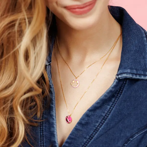 Leaf Jewelry Halskette "Joy" EMOJI, 18 K Gelbgold vergoldet Super Rabatt