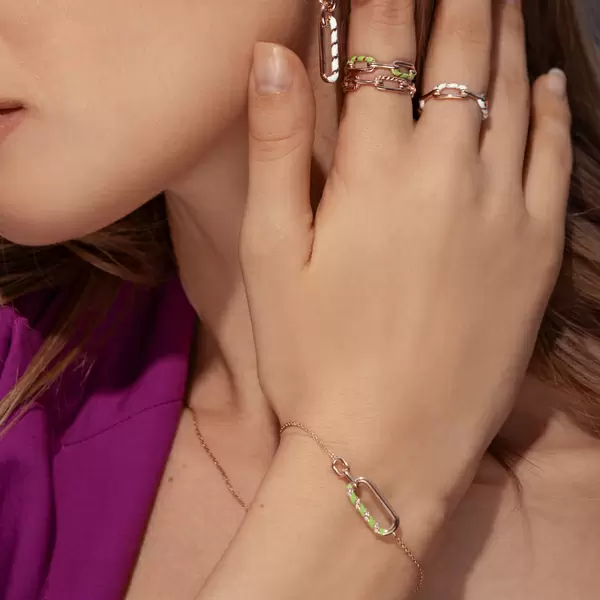 Leaf Jewelry Silber Armkette, Rosegold, Neon Twist Riesige Rabatte