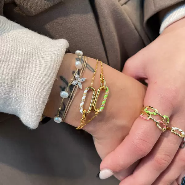Leaf Jewelry Silber Armkette, Rosegold, Neon Twist Riesige Rabatte