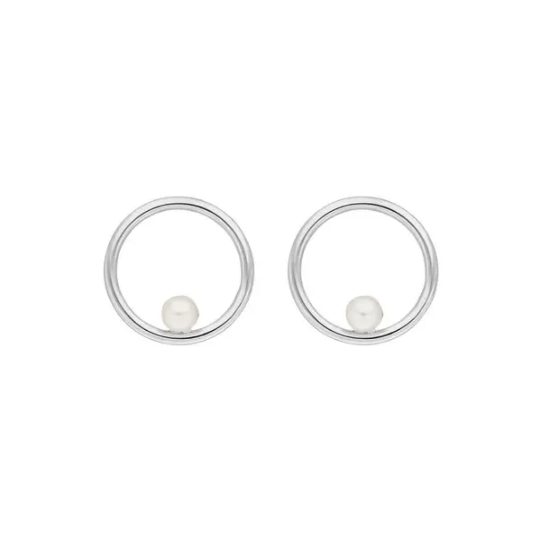 Leaf Jewelry Ohrstecker Circle mit Perle, 925 Sterlingsilber Clearance-Verkauf