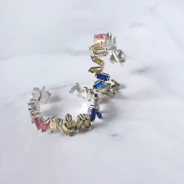 Leaf Jewelry Creole ICE CUBE, Multi Colour Zirkonia, 925 Sterlingsilber Angebote