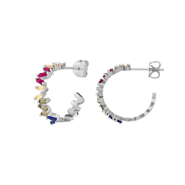 Leaf Jewelry Creole ICE CUBE, Multi Colour Zirkonia, 925 Sterlingsilber Angebote