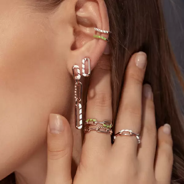 Leaf Jewelry Silber Earcuff, Gelbgold, Neon Twist im Angebot
