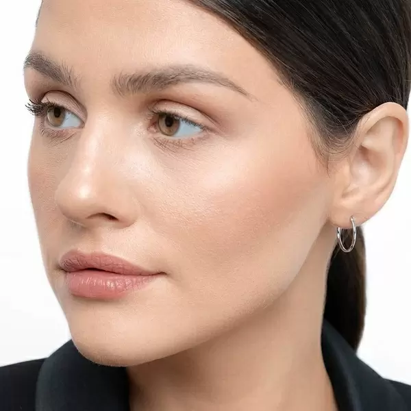 Leaf Jewelry Creole Rund S, 15mm, 14 K Weissgold Flash Sale