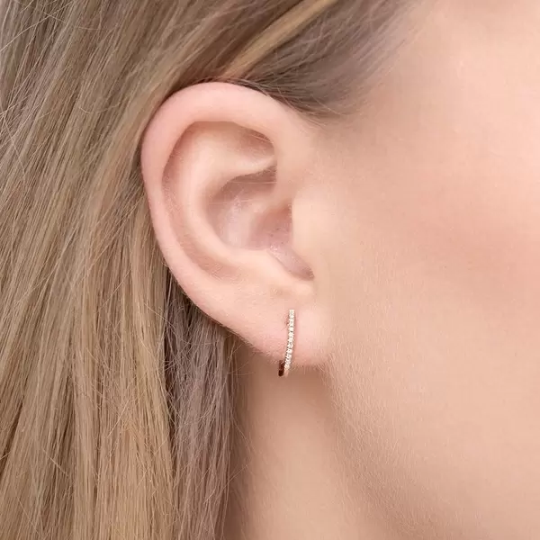 Leaf Jewelry Creole Circle XS mit Diamanten, 12mm, 18 Rosegold Begrenztes Angebot