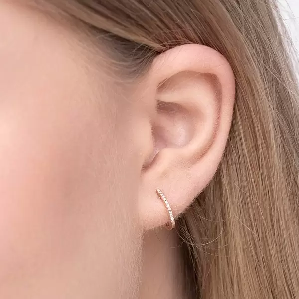 Leaf Jewelry Creole Circle XS mit Diamanten, 12mm, 18 Rosegold Begrenztes Angebot