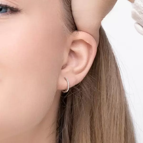 Leaf Jewelry Creole Circle XS mit Diamanten, 12mm, 18 Rosegold Begrenztes Angebot