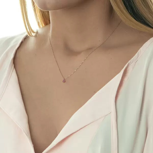 Leaf Jewelry Halskette Cabochon, Rubin, 14 K Roségold Exklusivangebot