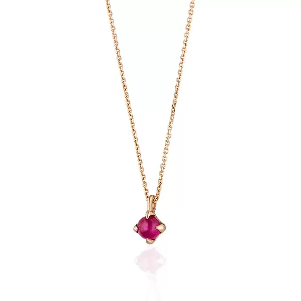 Leaf Jewelry Halskette Cabochon, Rubin, 14 K Roségold Exklusivangebot