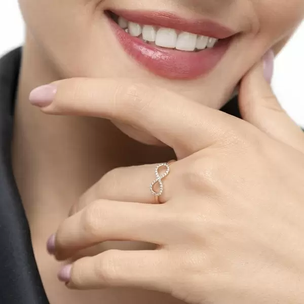 Leaf Jewelry Infinityring mit Diamanten, 18 K Rosegold Black Friday