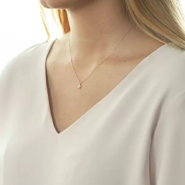Leaf Jewelry Halskette Stern mit Diamanten, 18 K Roségold Weihnachtsangebot