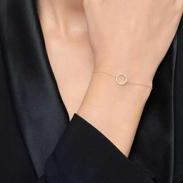 Leaf Jewelry Armkette Circle mit Diamanten, 18 K Gelbgold Muttertagsangebot