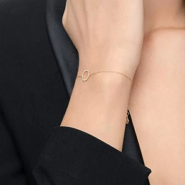 Leaf Jewelry Armkette Circle mit Diamanten, 18 K Gelbgold Muttertagsangebot