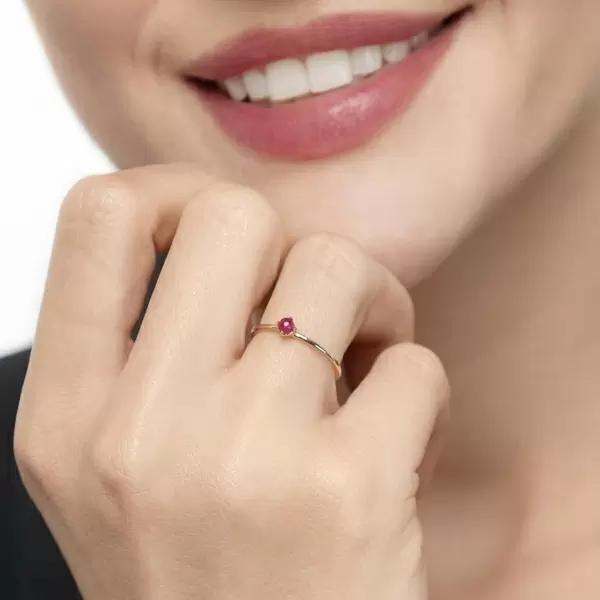 Leaf Jewelry Ring Cabochon, 14 K Gelbgold, Rubin Vatertagsangebot