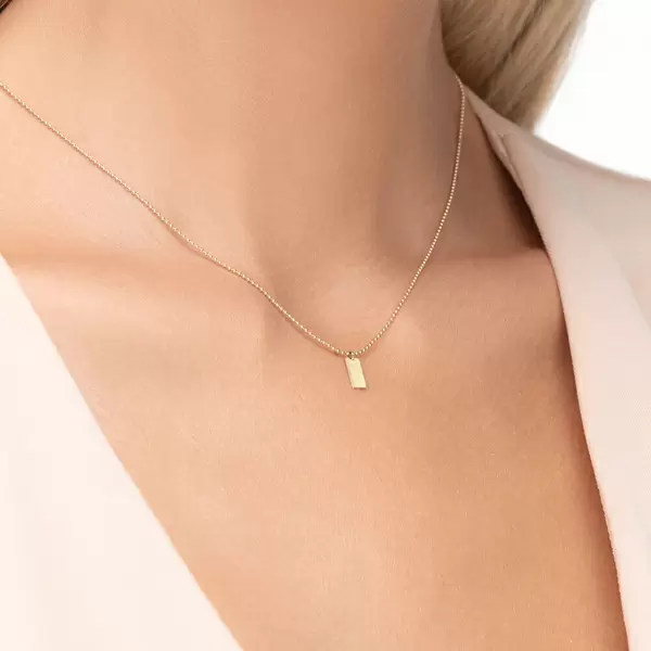 Leaf Jewelry Halskette Tiny Dog Tag, 14 K Gelbgold Top Angebot