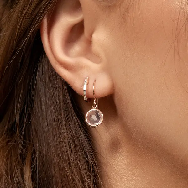 Leaf Jewelry Ohrringe Rosenquarz, 14 K Rosegold Neueste Mode