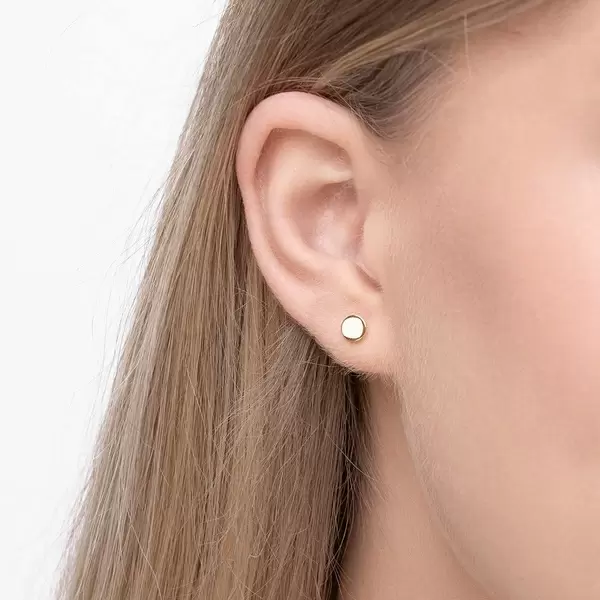 Leaf Jewelry Ohrstecker Disc, 14 K Gelbgold Große Rabatte