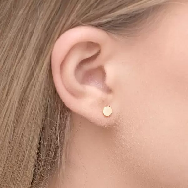 Leaf Jewelry Ohrstecker Disc, 14 K Gelbgold Große Rabatte