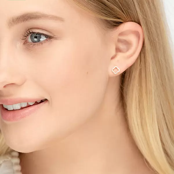 Leaf Jewelry Ohrstecker Clover mit Diamanten, 18 K Rosegold Saisonale Angebote